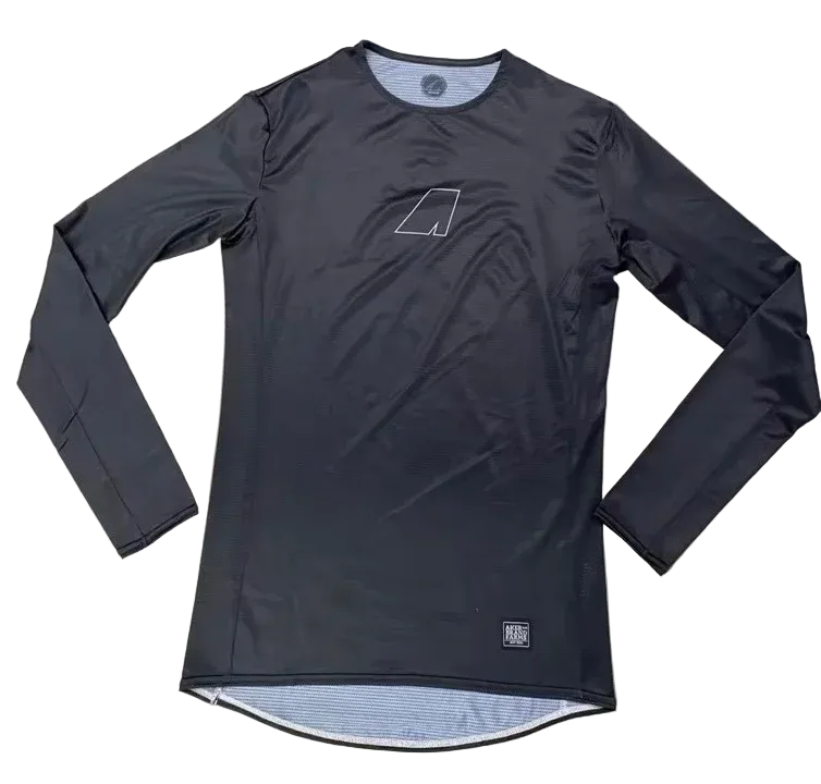 Black long-sleeve BMX Racing jersey with white "A" Aker logo